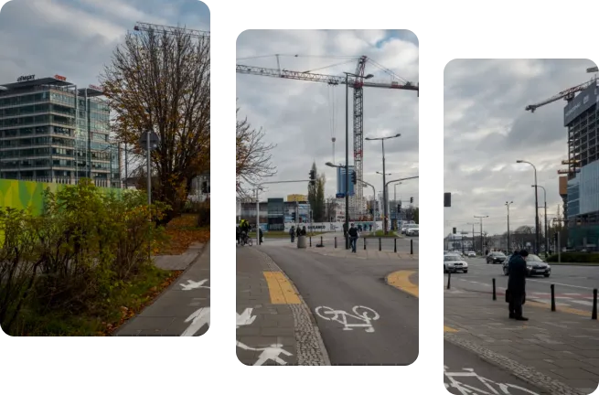 ulica z chodnikiem i drogą rowerową